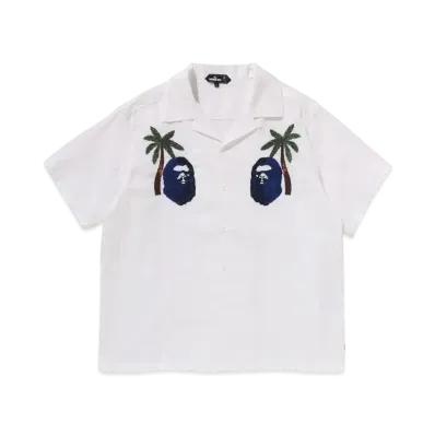 A BATHING APE Embroded Casual Ss Shirt "White"