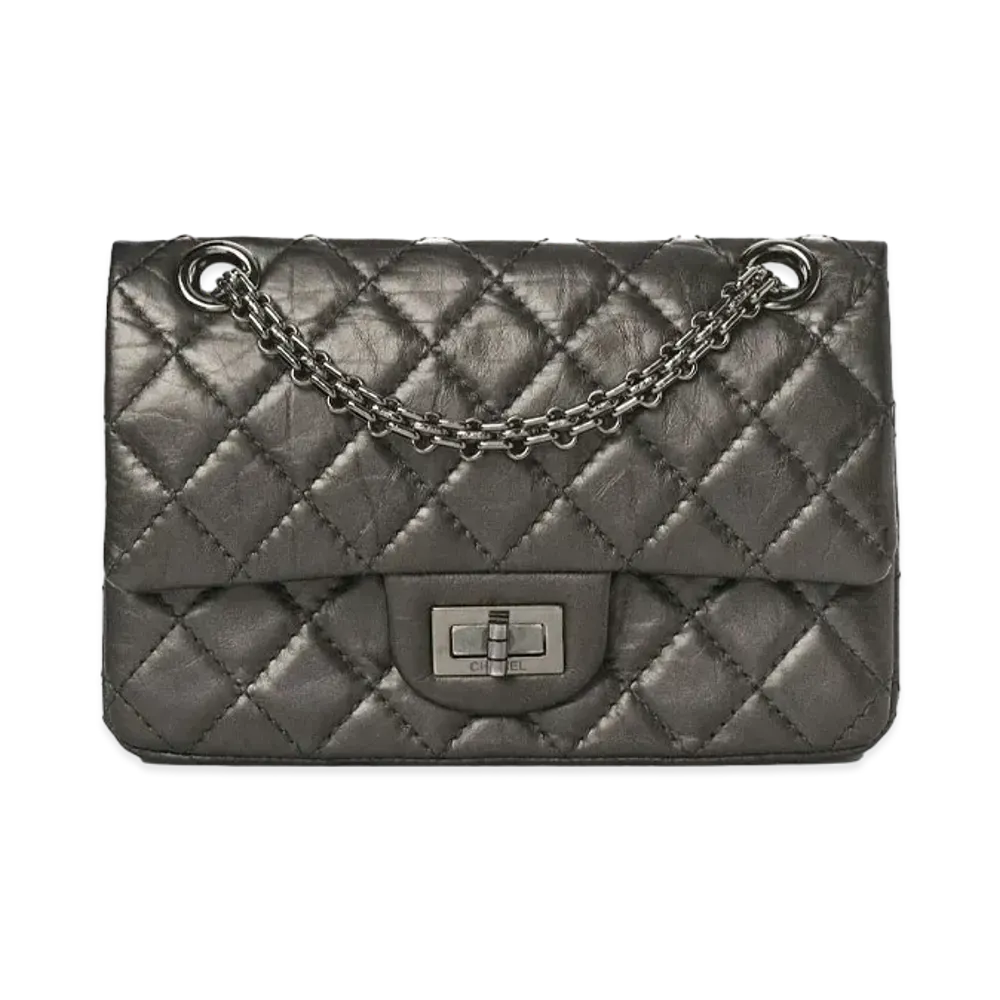 CHANEL 2.55 Chain Shoulder Aged Calfskin "Silver/Silver"