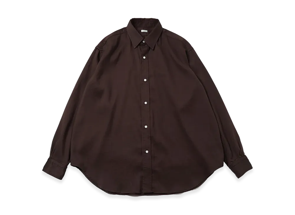 A.PRESSE Double Weave Twill Regular Collar Shirt "Dark Brown"
