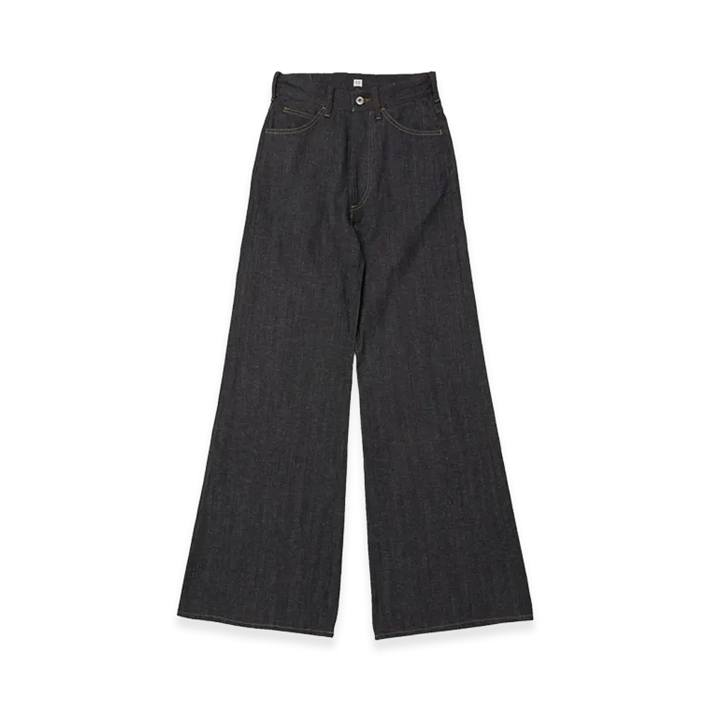 T.T Taiga Takahashi Women's Flair Denim Trousers "Raw Indigo"
