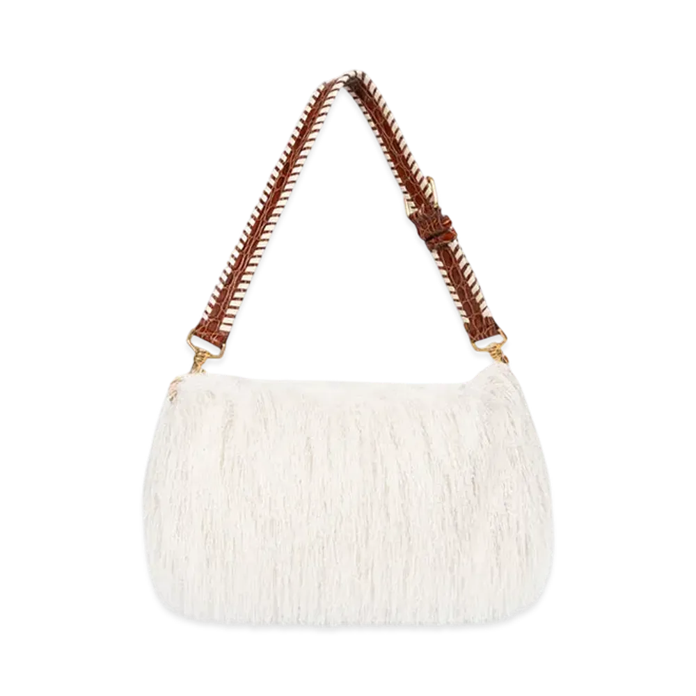 DRIES VAN NOTEN Women's Fringed Shoulder Bag "Ivory"