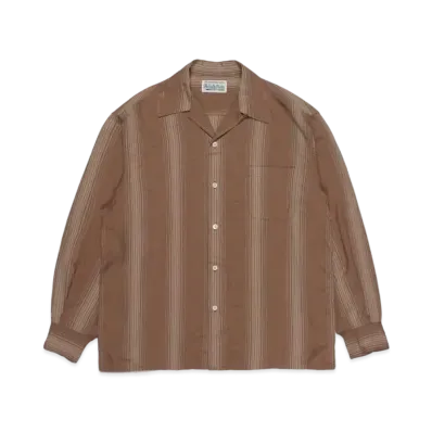 WACKO MARIA Striped Open Collar Shirt "Brown"