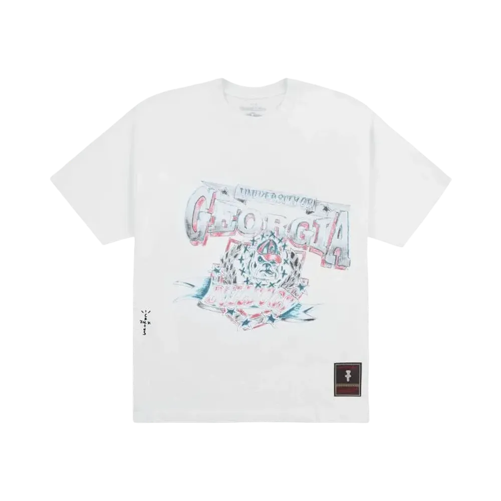 Travis Scott x M&N x University Of Georgia Handdrawn Tee "White"