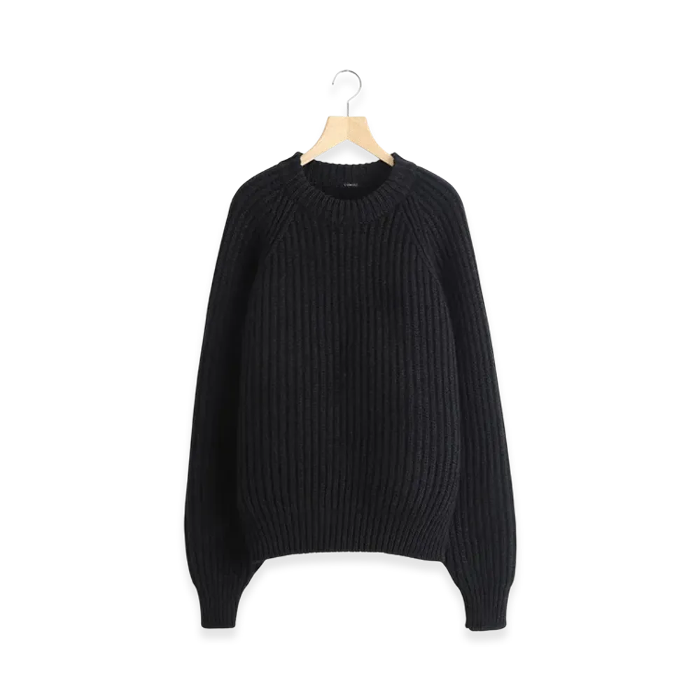 COMOLI Cashmere Washi Military Knit "Black"