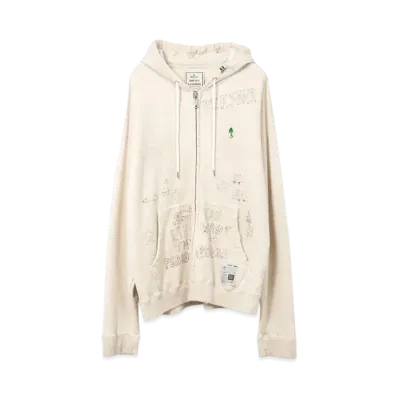 Maison MIHARA YASUHIRO Distressed Graffiti Print Zip-up Hoodie "White"