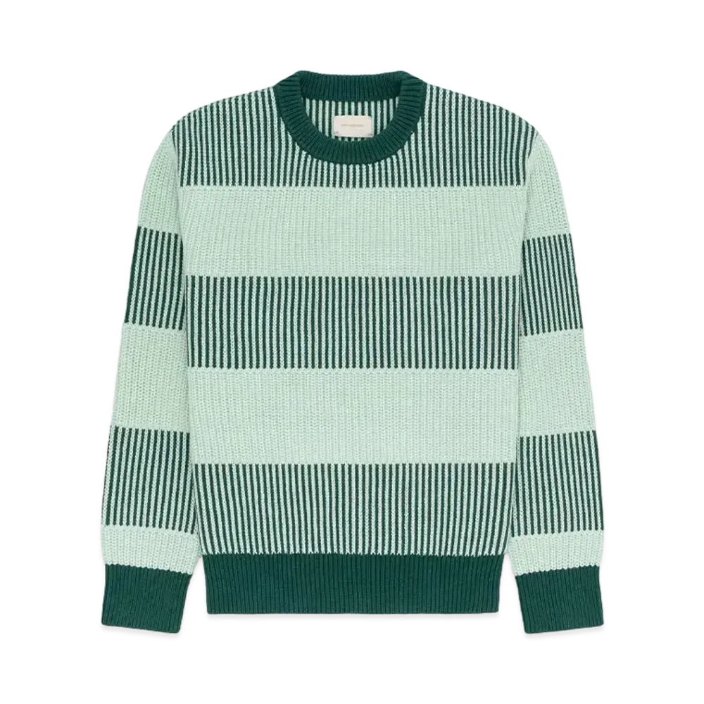 Aime Leon Dore Striped Shaker Stitch Sweater "Green"