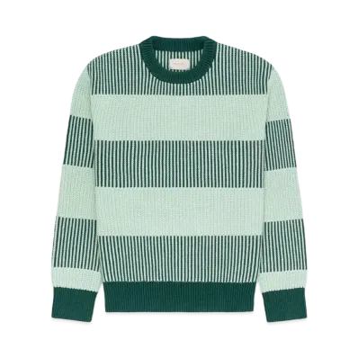 Aime Leon Dore Striped Shaker Stitch Sweater "Green"