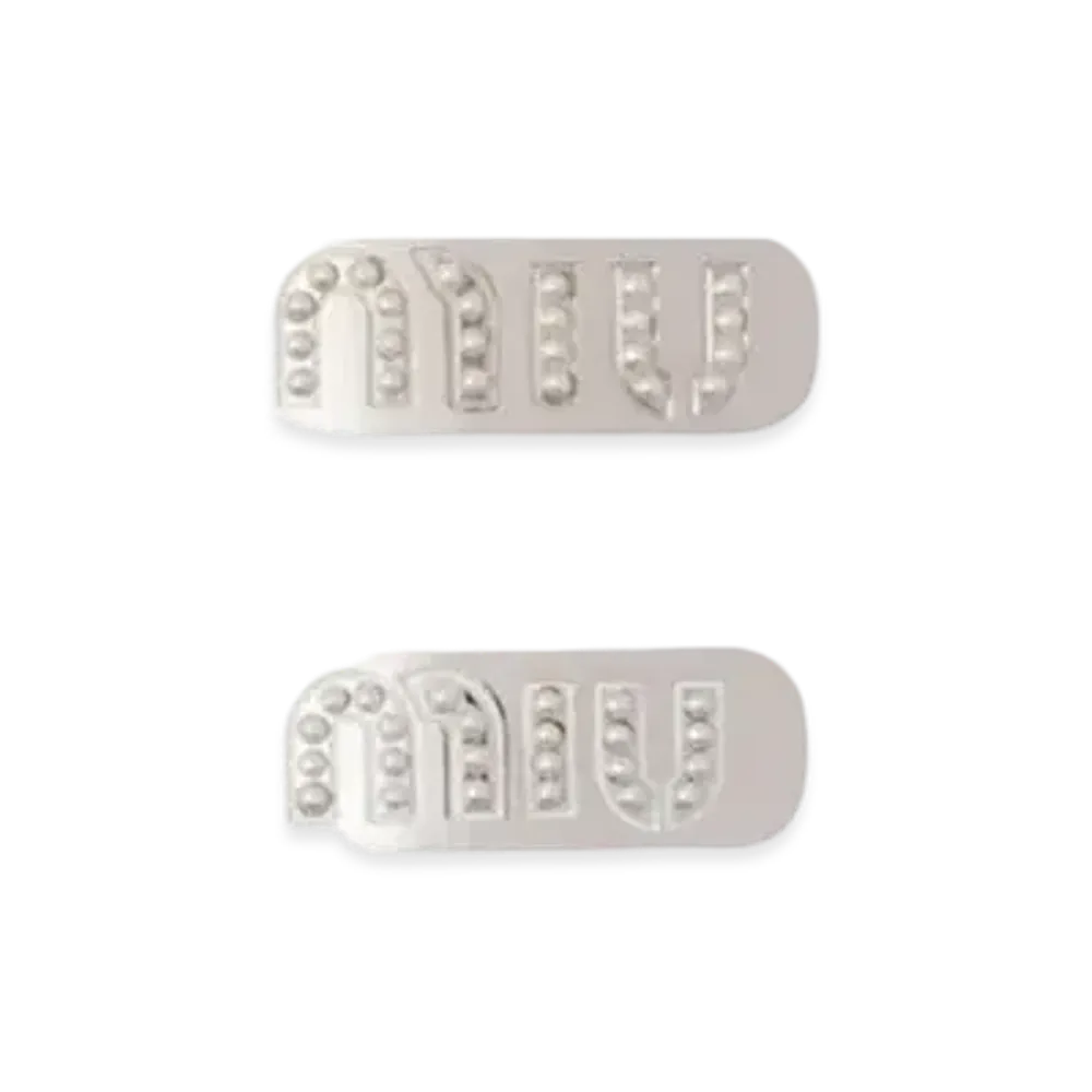 MIU MIU Pearl Miu Pearl Hair Clip "Steel Gray/Cream"