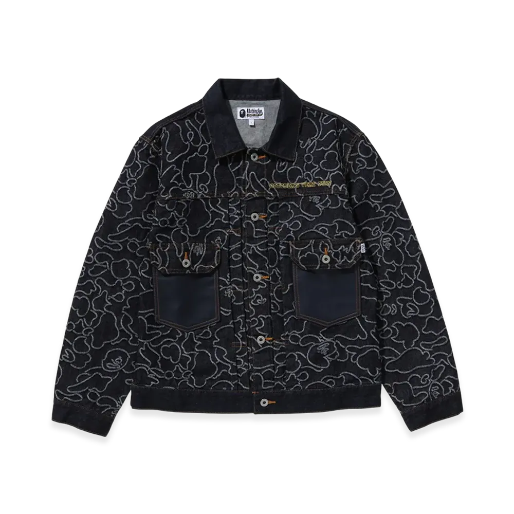 A BATHING APE x OVO Neon 1St Camo Jacquard Denim Jacket "Indigo"