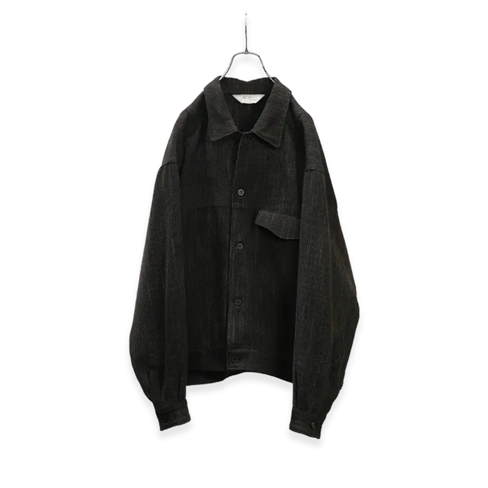 ANCELLM Melange Wool Work Shirt Blouson "Black"