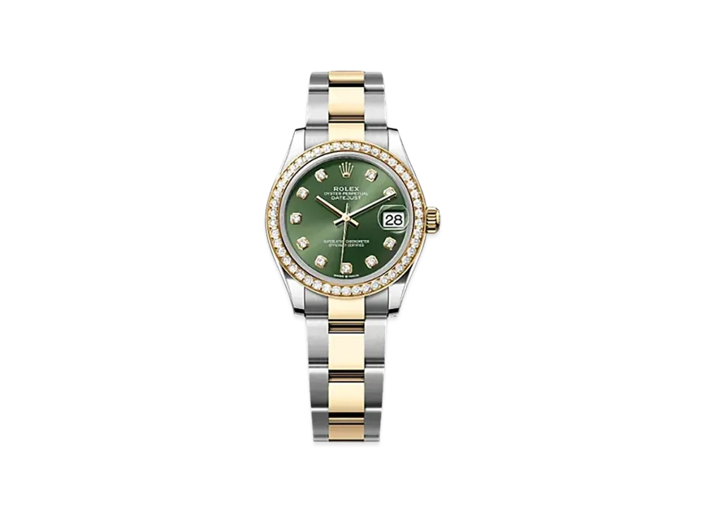 ROLEX Datejust 31mm Oystersteel & Yellow Gold Diamond 278383RBR "Olive Green"