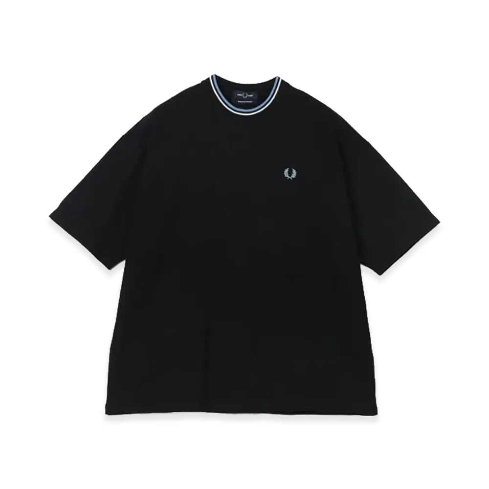 BEAMS x FRED PERRY Exclusive Oversized Tipped Pique T-shirt "Black"