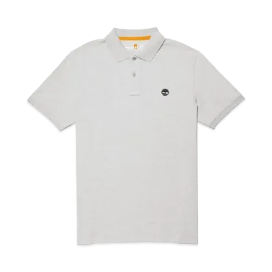 Timberland Men's Short Sleeve Oyster River Chest Logo Polo Shirt "Medium Grey Heather"