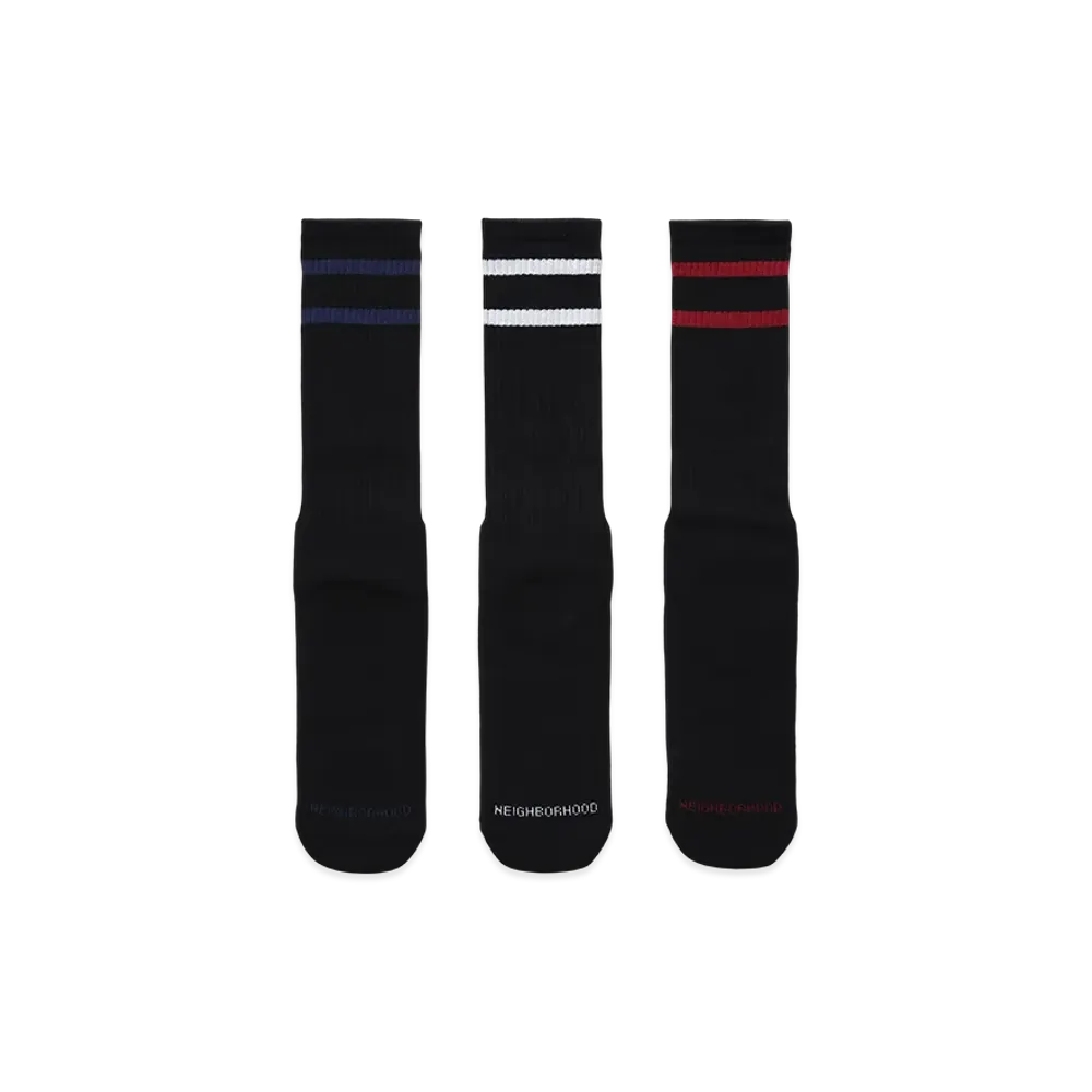 NEIGHBORHOOD Classic 3Pack Socks "Black"