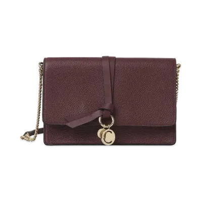 Chloe Alphabet Clutch Bag In Grained & Shiny Calfskin "Burgundy"