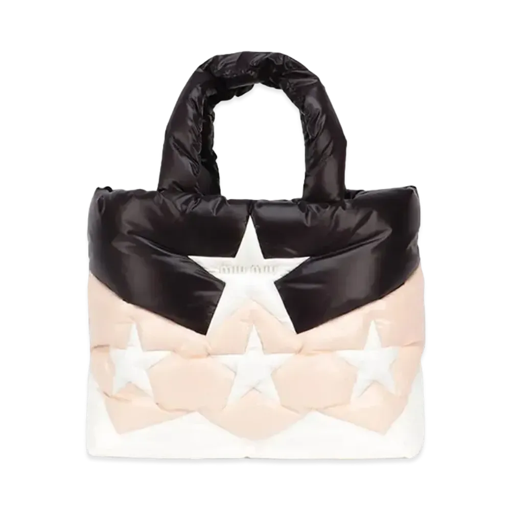 MIU MIU Padd Nylon Tote Bag "Black/Pale Pink"