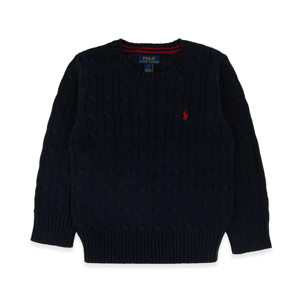 Polo Ralph Lauren Kids Ls Cable Cn Tops Sweater "Black"