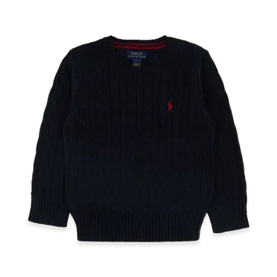 Polo Ralph Lauren Kids Ls Cable Cn Tops Sweater "Black"
