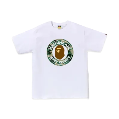 A BATHING APE Woodland Camo Busy Works Tee "White"