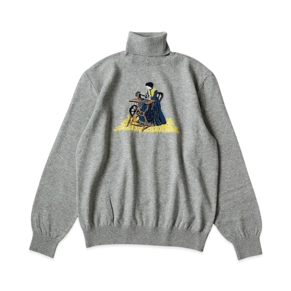KAPITAL 12G Wool High Neck Sweater "Grey"