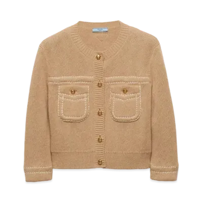 PRADA Women's Cotton Cardigan "Light Beige"