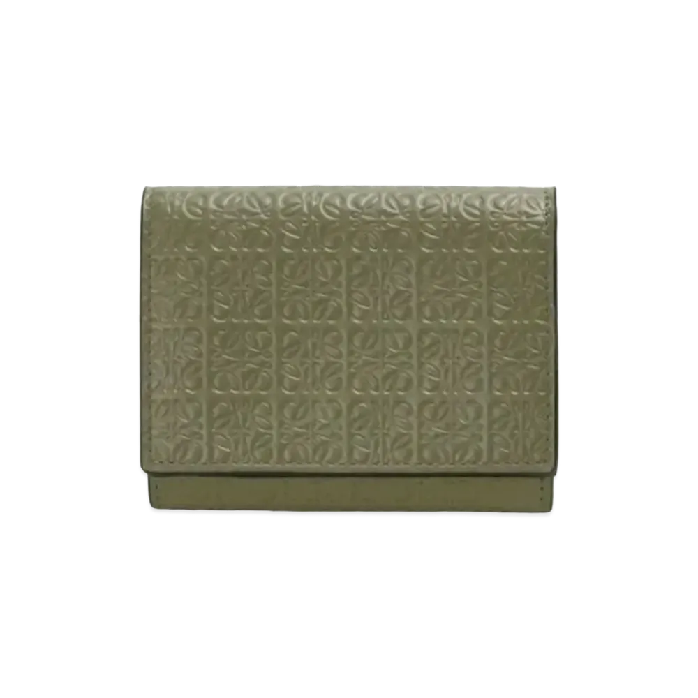 LOEWE Repeat Trifold Wallet Emboss Silk Calf "Avocado Green"