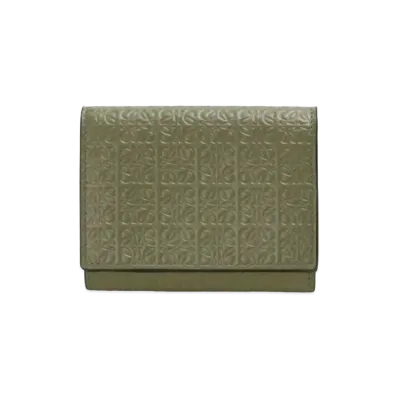 LOEWE Repeat Trifold Wallet Emboss Silk Calf "Avocado Green"