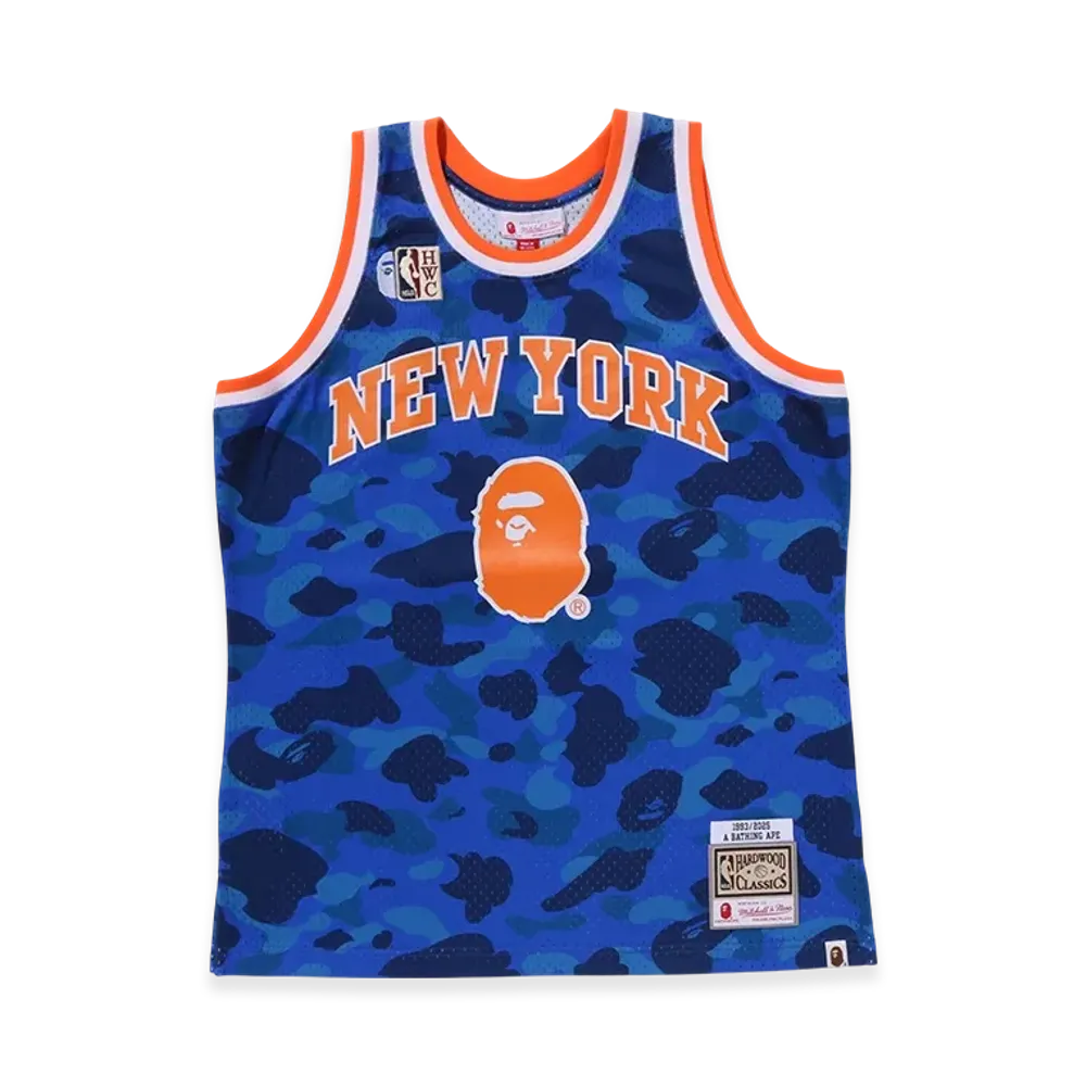 A BATHING APE x Mitchell & Ness x NBA New York Knicks Swingman Jersey "Blue"