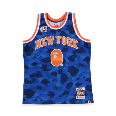 A BATHING APE x Mitchell & Ness x NBA New York Knicks Swingman Jersey "Blue"