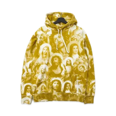 Supreme Jesus and Mary Hooded Sweatshirt "Yellow"