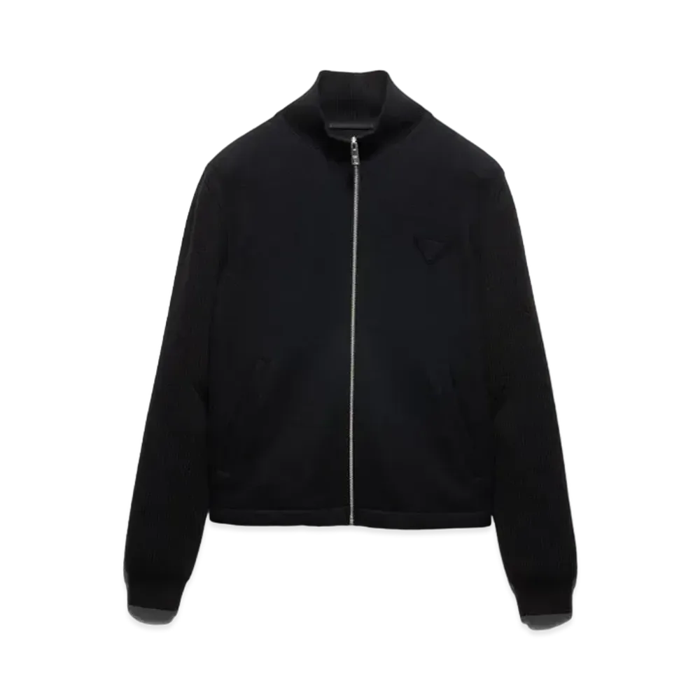 PRADA Men's Wool And Cashmere Zipper Cardigan "Black"