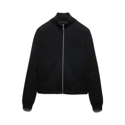 PRADA Men's Wool And Cashmere Zipper Cardigan "Black"