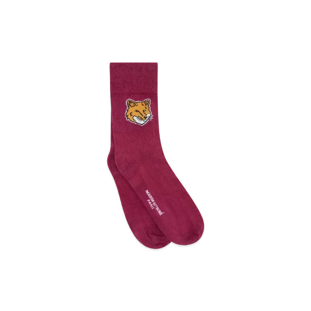 Maison Kitsune Fox Head Socks "Grape"