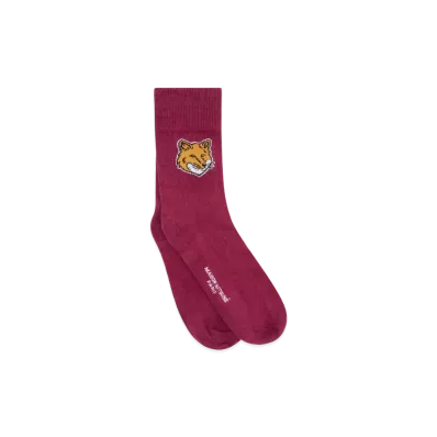 Maison Kitsune Fox Head Socks "Grape"