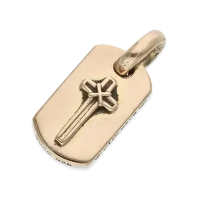 Chrome Hearts 22K Maple Soap Cross Dog Tag Charm "Yellow Gold"