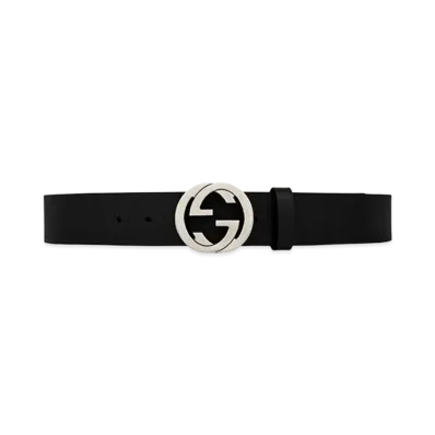 GUCCI Interlocking G Buckle Leather Belt "Black"
