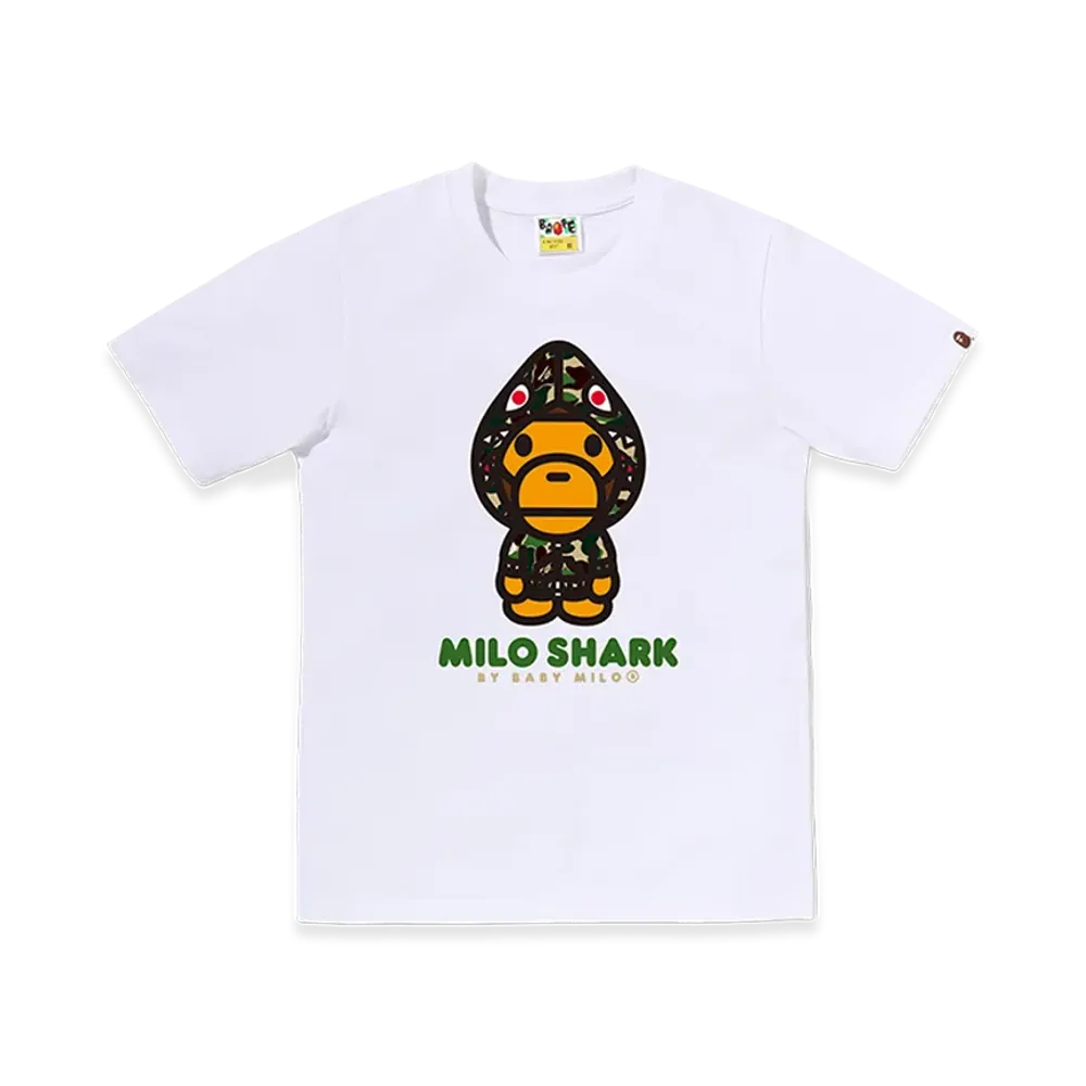 A BATHING APE Women's ABC Camo Milo Shark FZH Tee "White/Green"