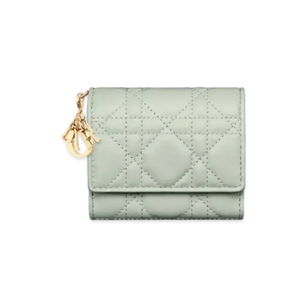 Dior Lady Dior Lotus Wallet Cannage Lambskin "Pistachio Green"