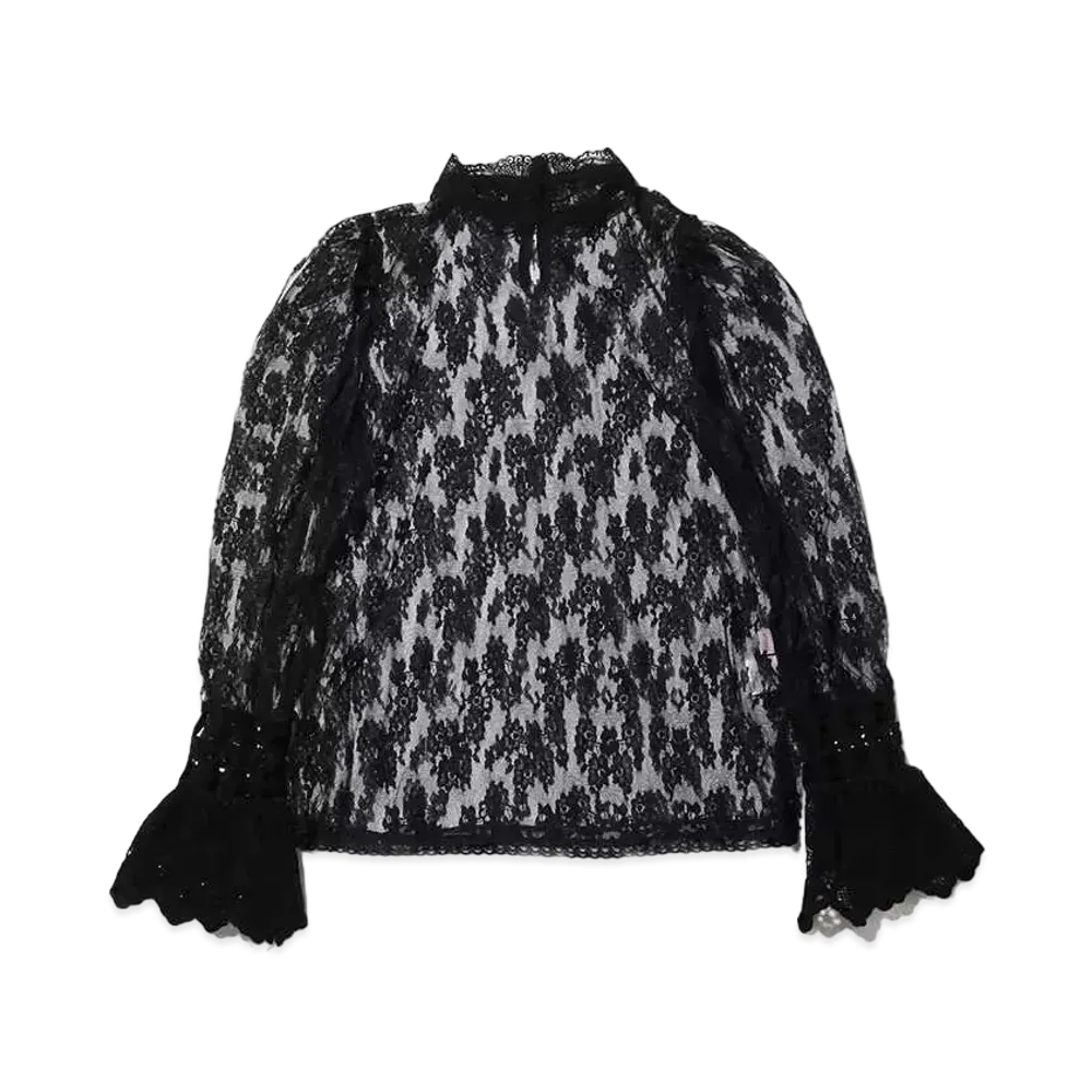 atmos pink Atmos Pink Sow Lace High Neck Tops "Black"