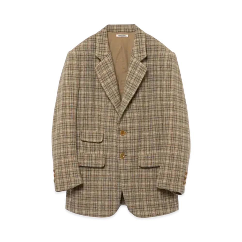 FUMIKA UCHIDA Plaid Tweed Notched Lapel Jacket "Plaid Beige"
