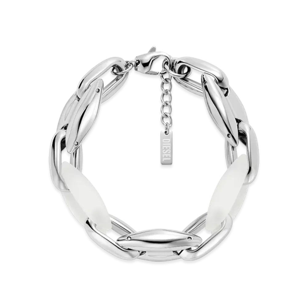 Diesel Dx1617040 Stainless Steel And Silicone Metamorph Chain Bracelet "Silver"