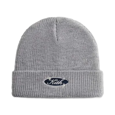 Kith Clean Script Acrylic Beanie "Light Heather Grey"