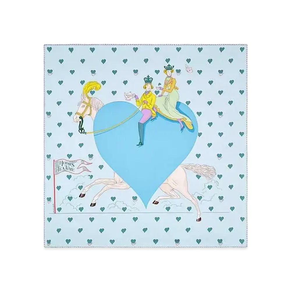 Hermes Tea Time Scarf 70 "Bleu Ciel/Bleu Azur"