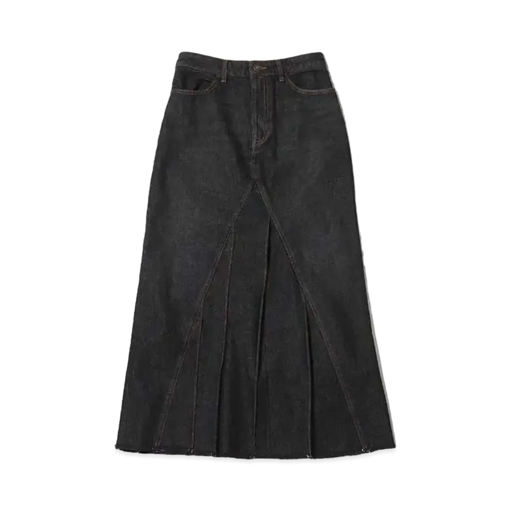 atmos pink Long Denim Pleated Skirt "Black"