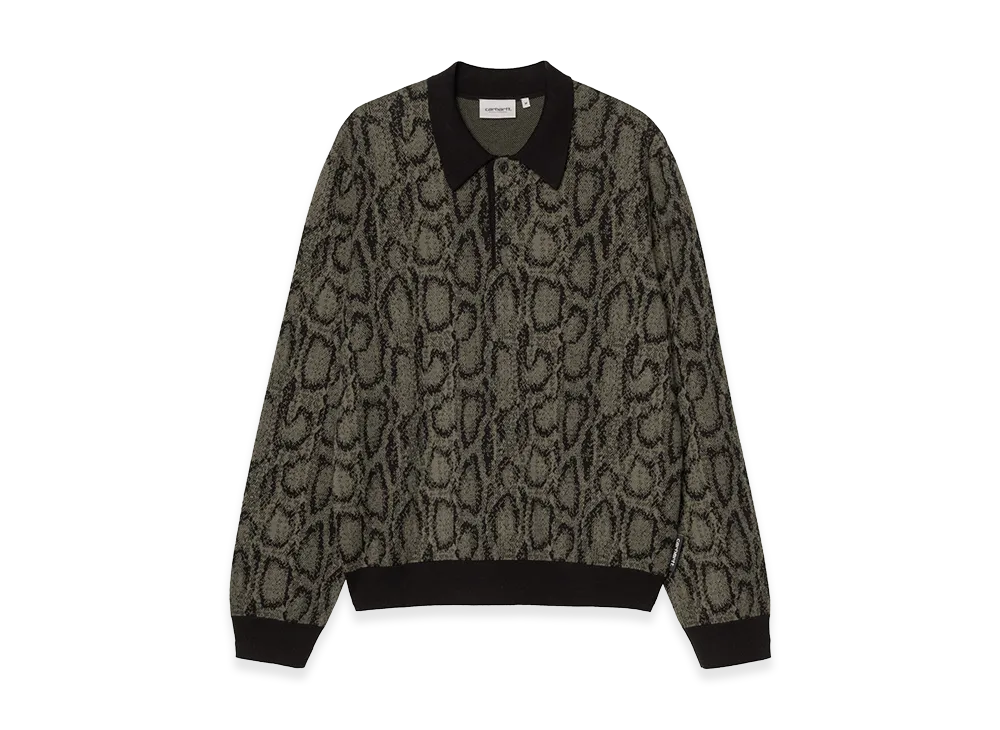 Carhartt WIP L/S Snake Polo "Snake Camo Jacquard/Velvet Blue"