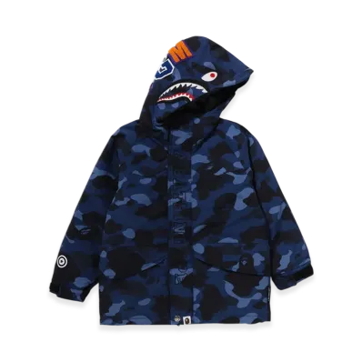 A BATHING APE Color Camo Shark Snowboard Jacket (Kids) "Navy"