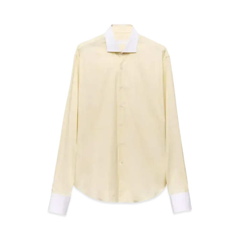 PRADA Men's Cotton Shirt "Cream/White"