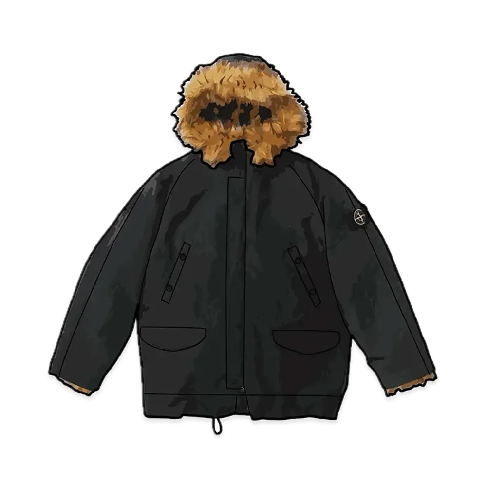 Supreme x Stone Island Formula Steel Reversible Faux Fur Parka "Black"