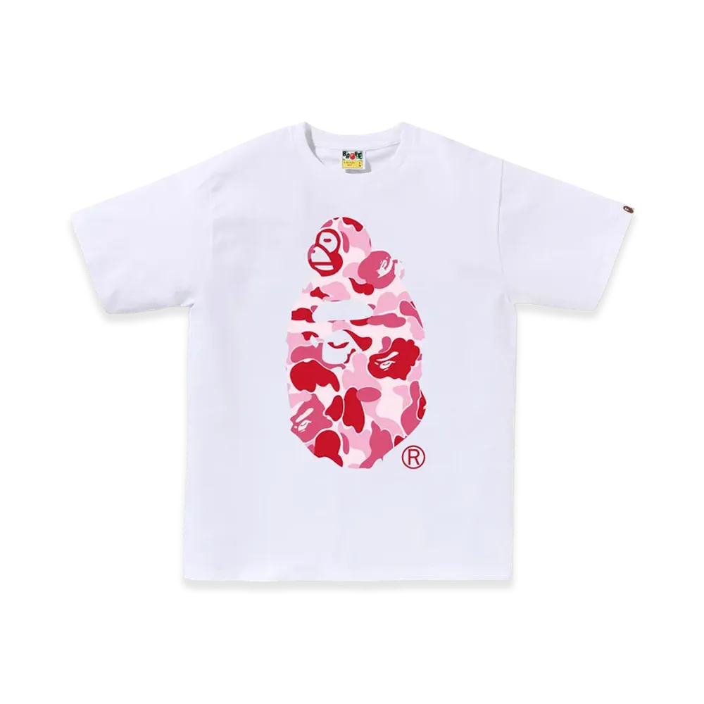 A BATHING APE ABC Camo Milo On Big Ape Tee "White/Pink"