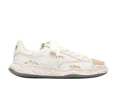 Maison MIHARA YASUHIRO CHARLES OG Sole Ripped Overdye Canvas Low-top Sneaker "White"